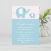 Baby shower Blauwe Olephants Kaart (Staand voorkant)