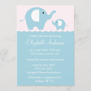 Baby shower Blauwe Olephants Kaart