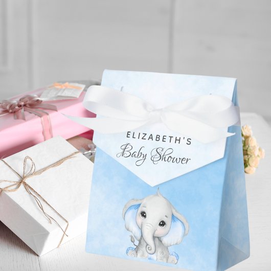 Baby shower blauwe olifant bedankdoosjes