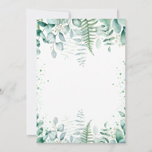 Baby shower blauwe olifant eucalyptus kaart (Achterkant)