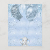 Baby shower blauwe olifant flyer (Achterkant)