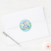 Baby Shower Blauwe Olifant Jongen Ronde Sticker (Envelop)
