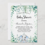 Baby shower blauwe olifant kaart (Voorkant)