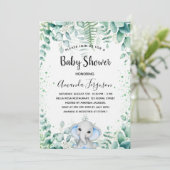 Baby shower blauwe olifant kaart (Staand voorkant)
