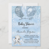 Baby shower blauwe olifantenballonnen kaart (Voorkant)