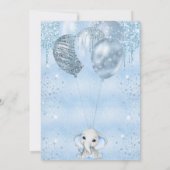 Baby shower blauwe olifantenballonnen kaart (Achterkant)