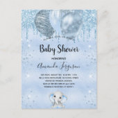 Baby shower blauwe olifantenballonnen uitnodiging briefkaart (Voorkant)