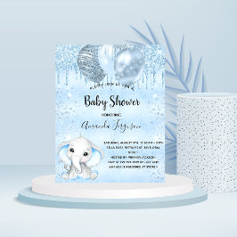 Baby shower blauwe olifantenuitnodiging