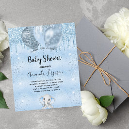 Baby shower blauwe olifantenuitnodiging