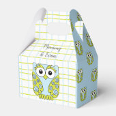 Baby shower Blauwe Owl Bedankdoosjes (Voorkant Zijde)