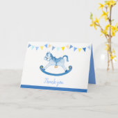 Baby shower blauwe paardenracekunst kaart (Gele Bloem)