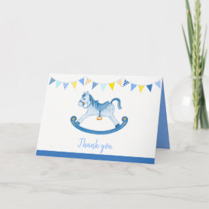 Baby shower blauwe paardenracekunst kaart