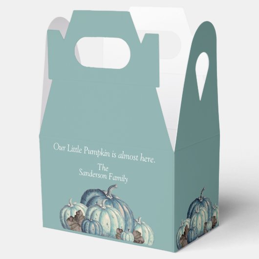 Baby shower blauwe pompoen Waterverf Bedankdoosjes (Geopend)