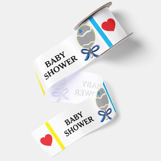Baby Shower Blauwe Ratels  Satijnen Lint (Achterkant)