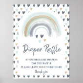 Baby shower Blauwe regenboog voor luier Raffle Poster (Voorkant)