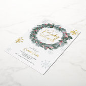 Baby shower blauwe rode florale kerstmug folie uitnodiging (Gedraaid)