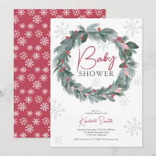 Baby shower blauwe rode florale kerstmug kaart
