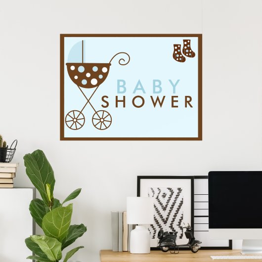 Baby shower Blauwe rol Poster (Thuiskantoor)
