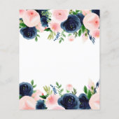 Baby shower Blauwe Roze Floral Uitnodigingen (Achterkant)