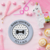 Baby shower Blauwe snor en Bowtie Cake Borden Papieren Bordje (Feest)