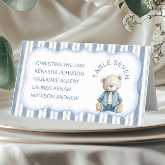 Baby Shower Blauwe Spijkerbroek Denim Teddybeer Mu Plaatskaartje