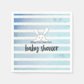 Baby shower Blauwe Streep Wit Konijnkonijn Servet (Voorkant)