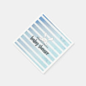 Baby shower Blauwe Streep Wit Konijnkonijn Servet (Hoek)
