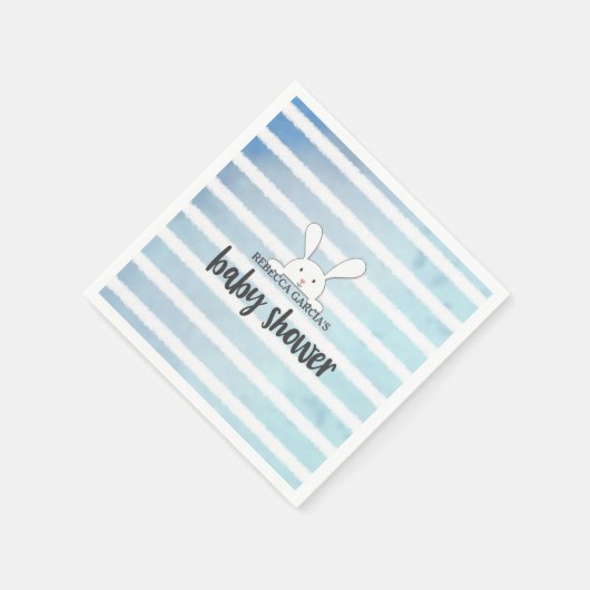 Baby shower Blauwe Streep Wit Konijnkonijn Servet (Hoek)