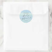 Baby shower blauwe strepen ronde sticker (Tas)