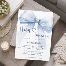 Baby Shower blauwe strik jongen