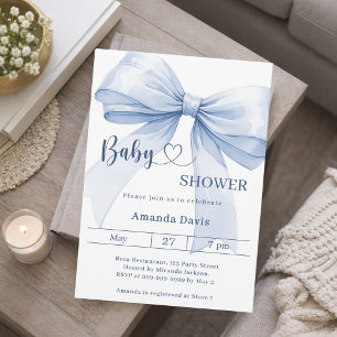 Baby Shower blauwe strik jongen Kaart