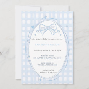 Baby Shower Blauwe Strik Jongen Kaart