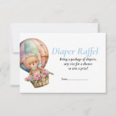 Baby Shower Blauwe Teddy Ballonnen Luierspel  Kaart (Voorkant)