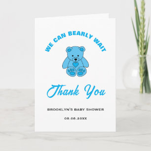 Baby Shower Blauwe Teddybeer We Kunnen Naar de Bab Bedankkaart