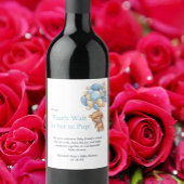 Baby shower blauwe teddybeer wijn etiket
