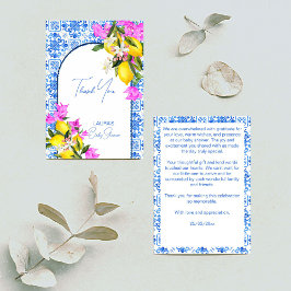 Baby shower Blauwe Tegels Lemons bougainvillea Bedankkaart