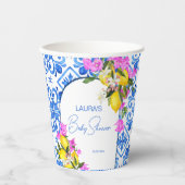 Baby shower Blauwe Tegels Lemons bougainvillea Papieren Bekers (Voorkant)