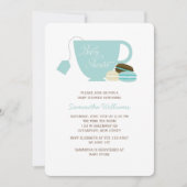 Baby shower Blauwe Thee Cup en Macarons Kaart (Voorkant)