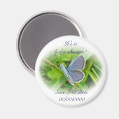 baby shower blauwe vlinder sparen de Datum Magnet (Voorkant / Achterkant)