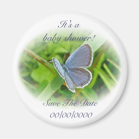 baby shower blauwe vlinder sparen de Datum Magnet (Voorkant)