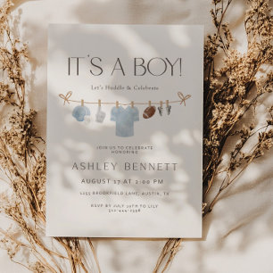 Baby Shower Blauwe Waslijn Het is een Jongen Voetb Kaart