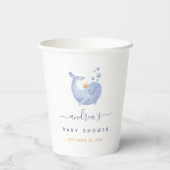 Baby shower Blauwe Waterverf walvis Nautical Ocean Papieren Bekers (Achterkant)