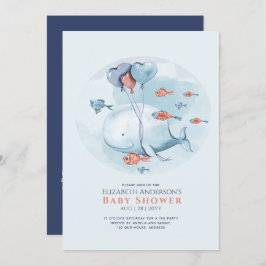 Baby shower Blauwe Whale Invita Kaart