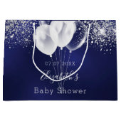 Baby shower blauwe witte glitterballonnen groot cadeauzakje (Voorkant)