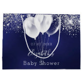 Baby shower blauwe witte glitterballonnen groot cadeauzakje (Achterkant)