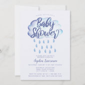 Baby shower Blauwe wolken en regendruppels Kaart (Voorkant)