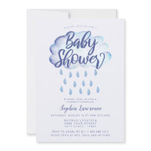 Baby shower Blauwe wolken en regendruppels