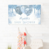 Baby shower blauwe zilveren ballonjongen spandoek (Insitu)