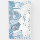 Baby shower blauwe zilveren ballonjongen spandoek (Verticaal)