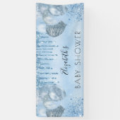 Baby shower blauwe zilveren ballonjongen spandoek (Verticaal)